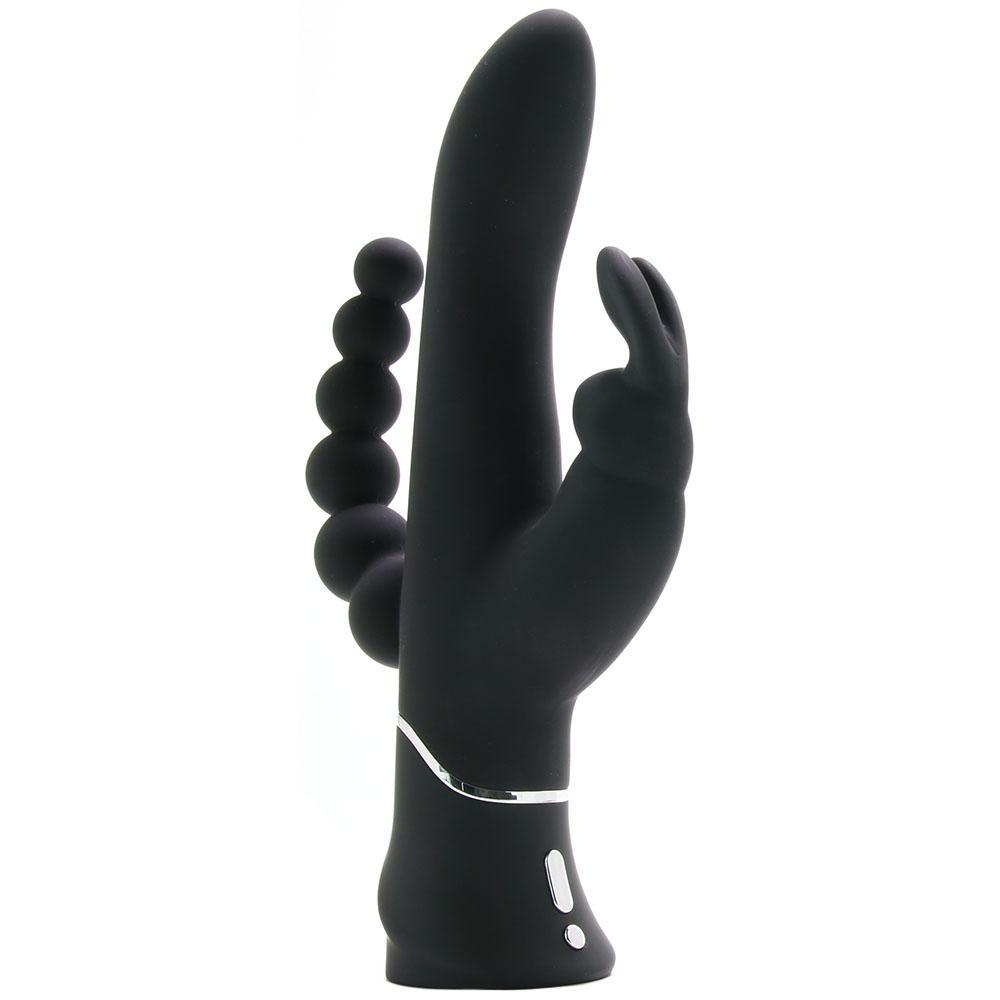 Vibrateur lapin rechargeable triple Happy Rabbit - noir