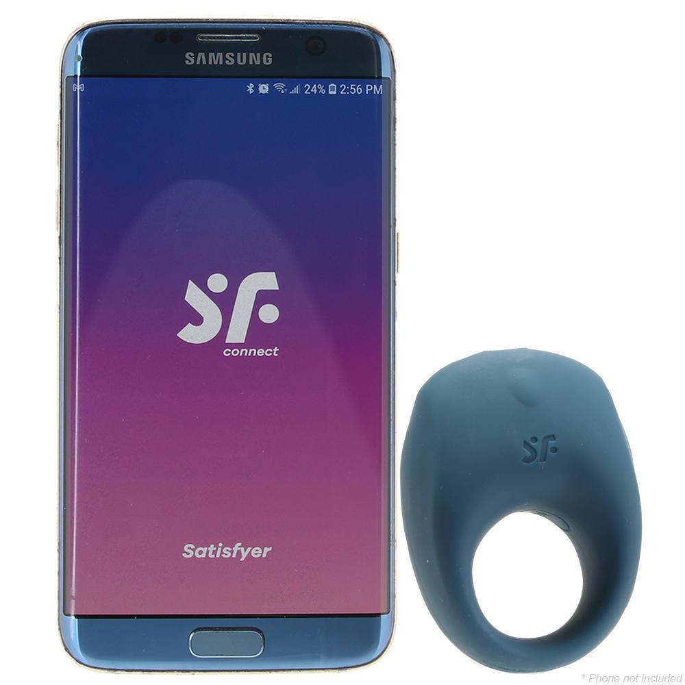 Anneau vibrant ''Satisfyer strong'' en bleu - Boutique LUV